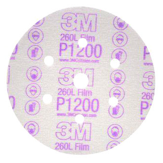 3M® - Hookit™ 260L 6" P1200 Grit Aluminum Oxide 7-Hole Hook-and-Loop Finishing Disc (100 Pieces)
