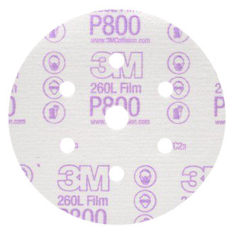 3M® - Hookit™ 260L 6" Super Fine Aluminum Oxide 7-Hole Hook-and-Loop Finishing Disc