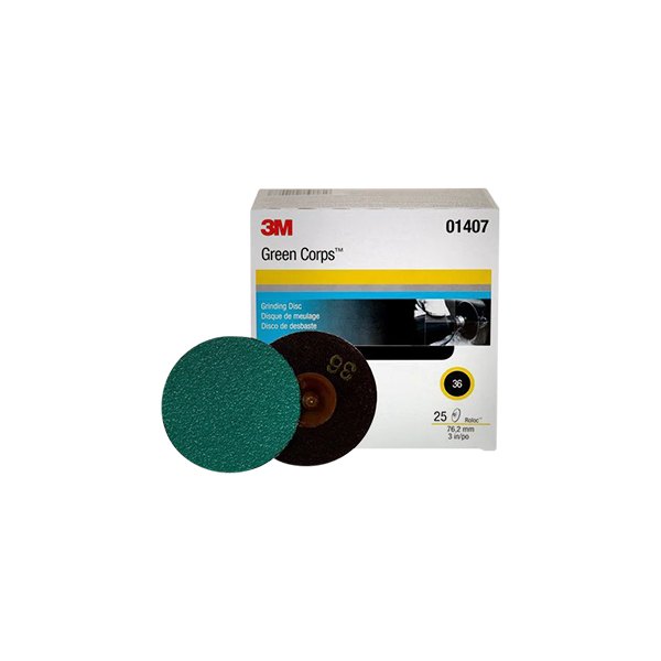3M® - Roloc™ Green Corps™ 3" 36 Grit Aluminum Oxide Non-Vacuum Quick Change Disc (25 Pieces)