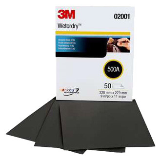 3M® - Wetordry™ 413Q 11" x 9" 500 Grit Silicon Carbide Waterproof Sanding Sheet (50 Pieces)