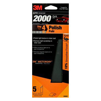 3M® - Wetordry™ 9" x 3.67" 2000 Grit Silicon Carbide Waterproof Sanding Sheet (5 Pieces)