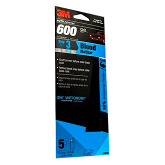 3M® - Wetordry™ 9" x 3.67" 600 Grit Silicon Carbide Waterproof Sanding Sheet (5 Pieces)