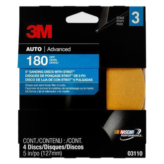 3M® - Stikit™ 5" 180 Grit Aluminum Oxide Non-Vacuum PSA Disc (4 Pieces)