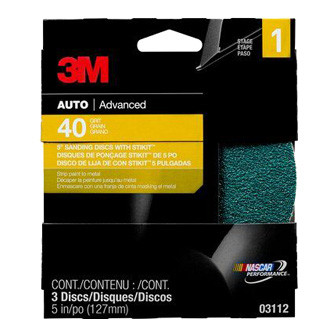 3M® - Stikit™ 5" 40 Grit Aluminum Oxide Non-Vacuum PSA Disc (3 Pieces)