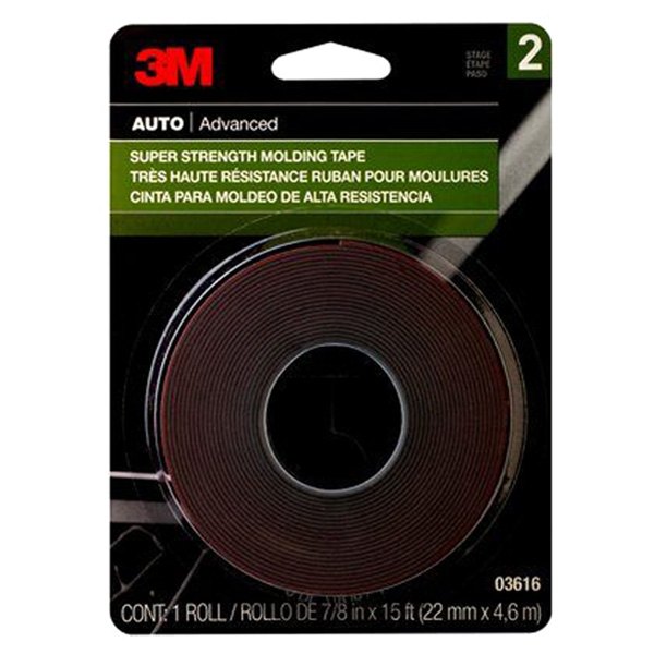 3M® - 15' x 0.88" Black Super Strength Molding Tapes (24 Rolls)