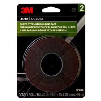 3M® - 15' x 0.88" Black Super Strength Molding Tapes (24 Rolls)