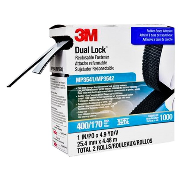 3M® - Dual Lock™ 14.7' x 1" Black Mushroom Hook Reclosable Fasteners (2 Pieces)