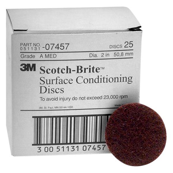 3M® - Scotch-Brite™ 2" Medium Aluminum Oxide Non-Vacuum Hook-and-Loop Surface Conditioning Disc (25 Pieces)