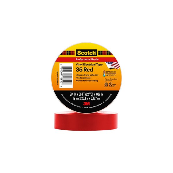 3M® - Scotch™ 66' x 0.75" Red Electrical Tapes (10 Rolls)