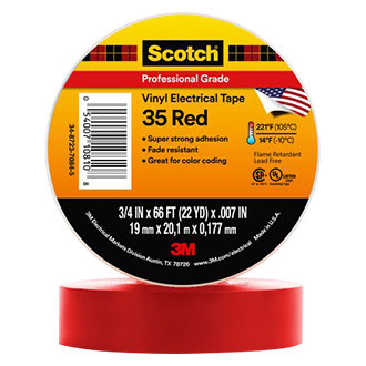 3M® - Scotch™ 66' x 0.75" Red Electrical Tapes (10 Rolls)