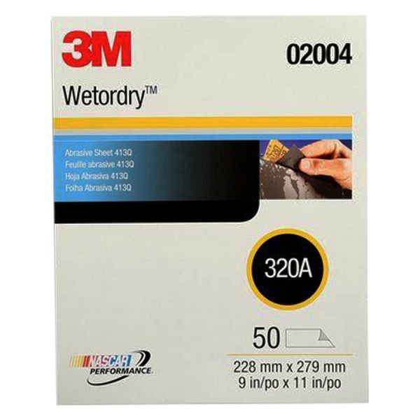 3M® - Wetordry™ 413Q 11" x 9" 320 Grit Silicon Carbide Waterproof Sanding Sheet (50 Pieces)