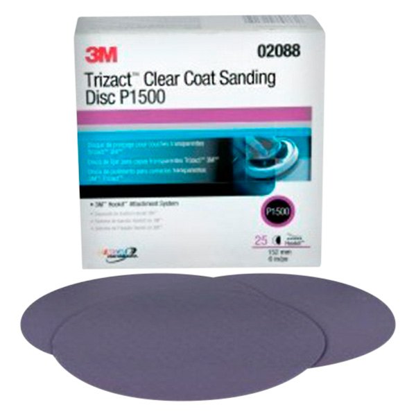 3M® - Trizact™ Hookit™ 471LA 6" P1500 Grit Silicon Carbide Non-Vacuum Clear Coat Hook-and-Loop Disc (25 Pieces)