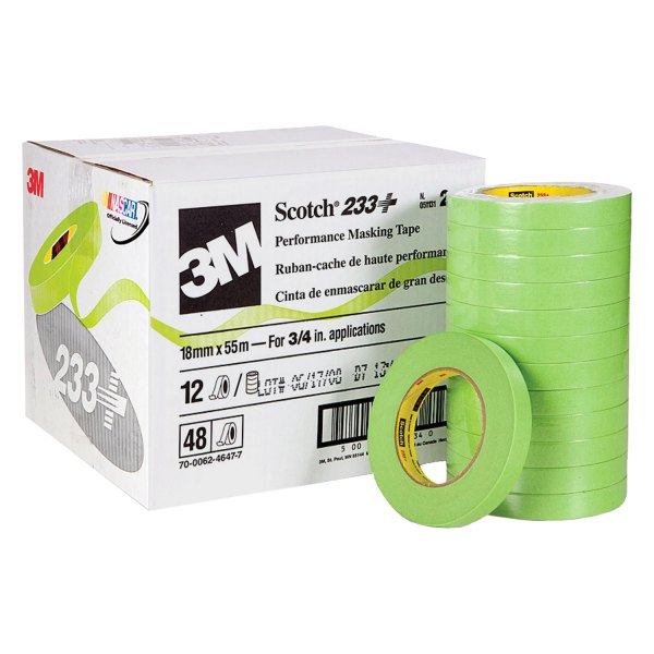 3M® - Scotch™ 233+™ 180' x 0.7" Green Masking Tapes (48 Rolls)
