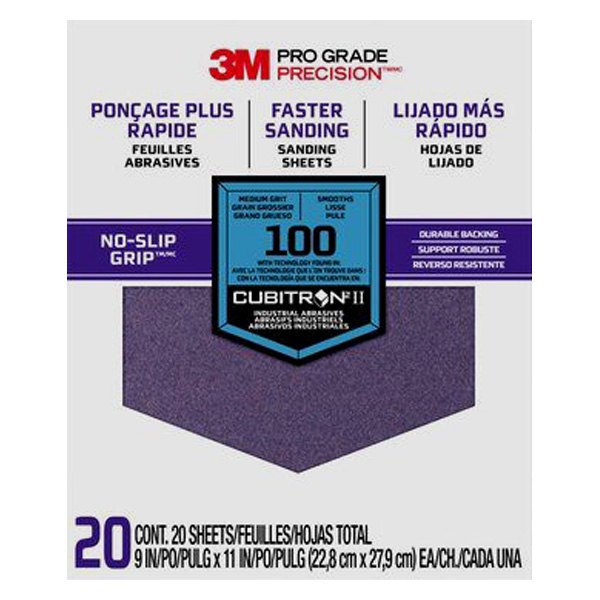3M® - Pro Grade Precision™ 11" x 9" 100 Grit Aluminum Oxide Fast Sanding Sheets (20 Pieces)