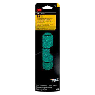 3M® 31408 - Green Corps™ 3" 24 Grit Ceramic Aluminum Oxide Non-Vacuum Quick Change Disc with Roloc™ Attachment (5 Pieces)