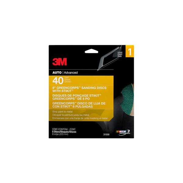 3M® - Green Corps™ Stikit™ 8" 40 Grit Ceramic Aluminum Oxide Non-Vacuum PSA Disc (5 Pieces)