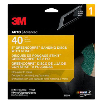 3M® - Green Corps™ Stikit™ 8" 40 Grit Ceramic Aluminum Oxide Non-Vacuum PSA Disc (5 Pieces)