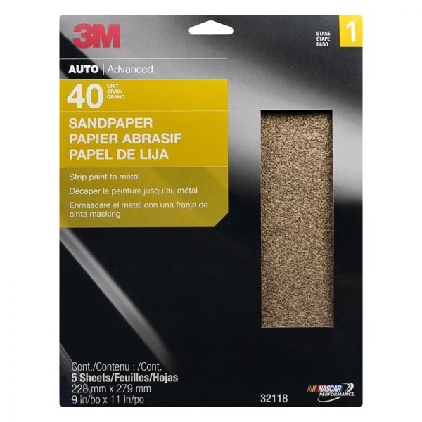 3M® - 11" x 9" 40 Grit Aluminum Oxide Sanding Sheet (5 Pieces)