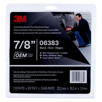 3M® - Plus™ 60' x 0.88" Black Automotive Attachment Tape