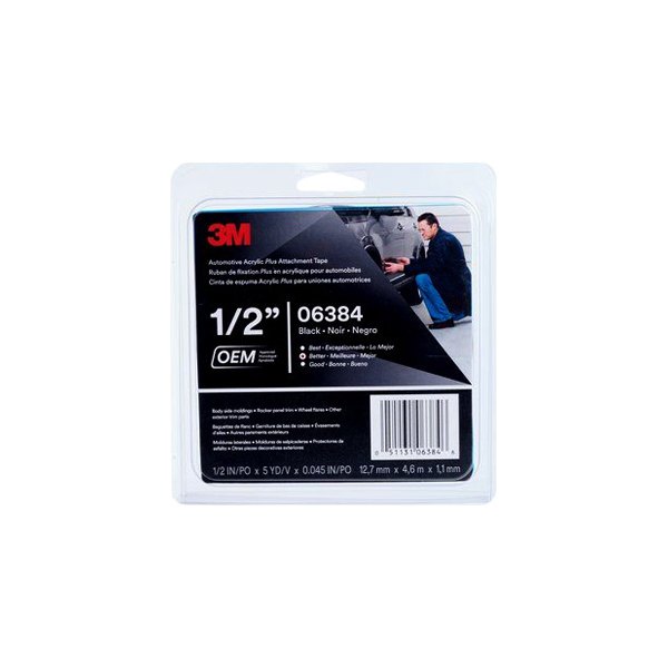 3M® - Plus™ 15' x 0.5" Black Automotive Attachment Tape
