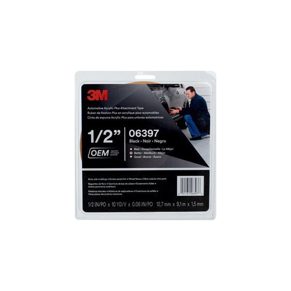 3M® - Plus™ 30' x 0.5" Black Automotive Attachment Tape