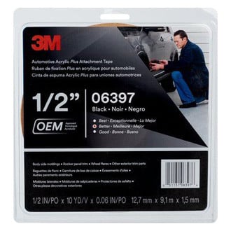 3M® - Plus™ 30' x 0.5" Black Automotive Attachment Tape