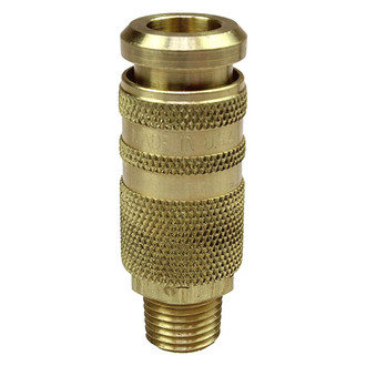Acme Automotive® - Coilflow™ I-Style 1/4" (M) NPT x 1/4" Brass Automatic 6 Locking Ball Quick Coupler Body