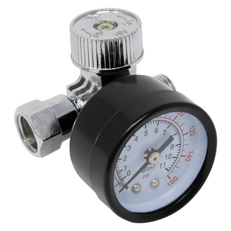 AES Industries® - 0-160 psi 1/4" (M) NPT x 1/4" (F) NPT Quick Adjust Horizontal Air Regulator with Gauge