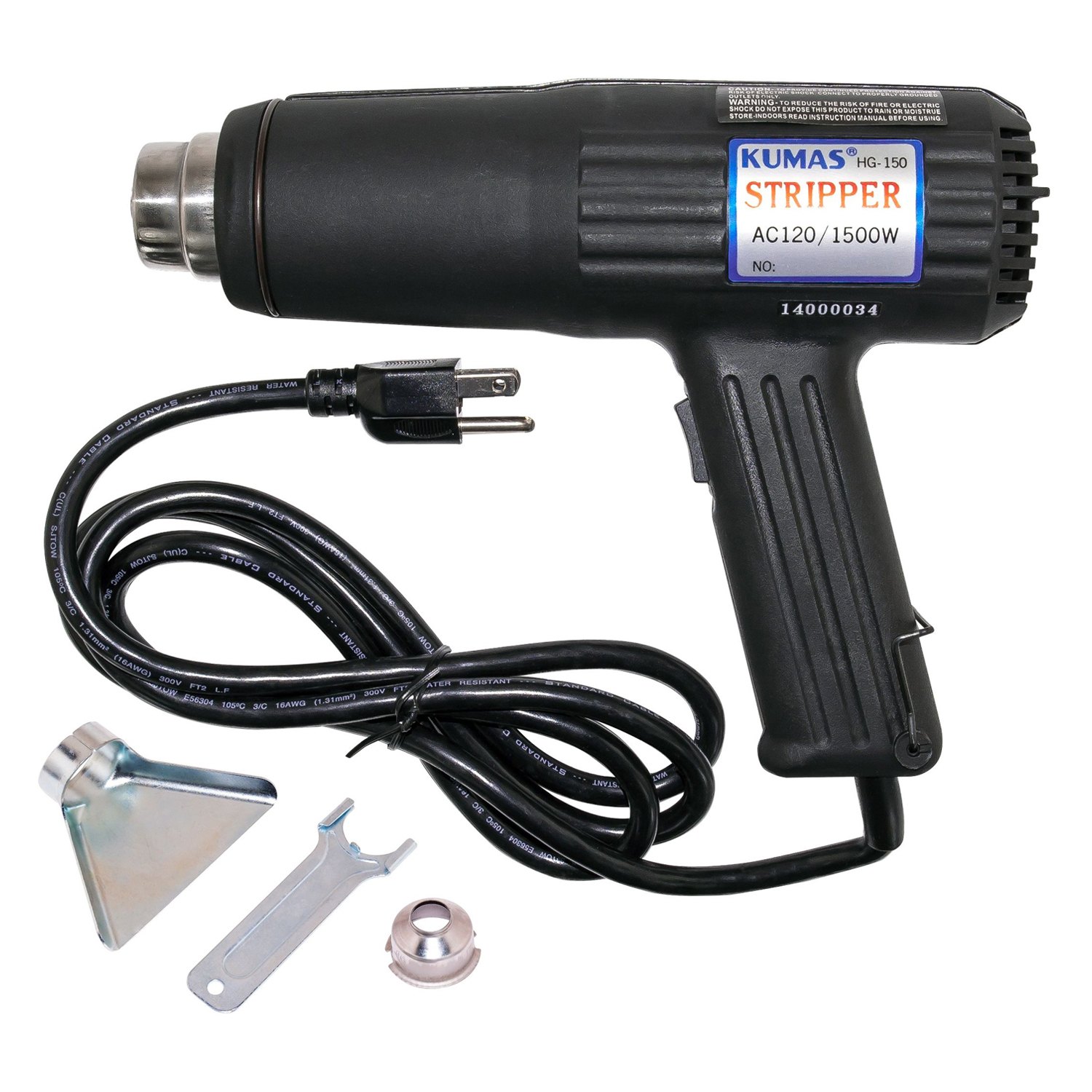 83-6501 by GROTE - Heat Shrink Gun, Plug; In, 10 Amp, 120V