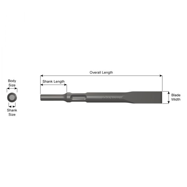 Ajax Tools® - .401 Parker Non-turn Type Shank 3/4" Flat Chisel 