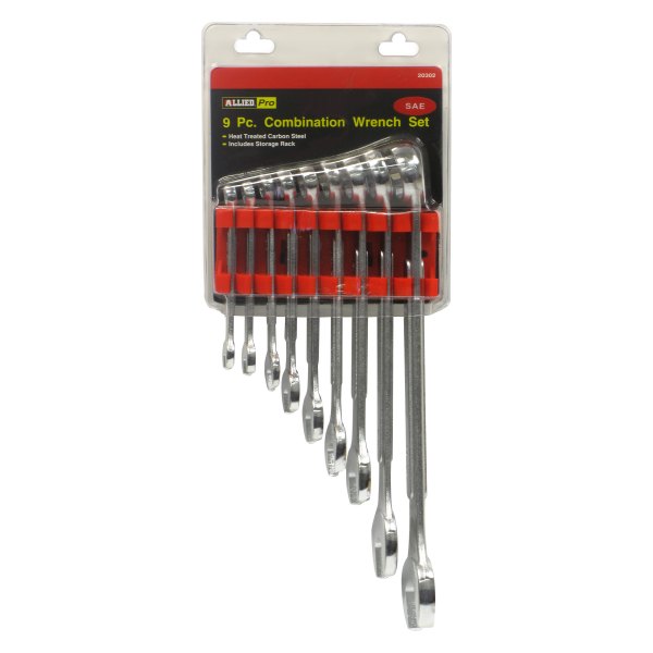 Allied Tools® - Pro™ 9-piece 1/2" to 1/4" 12-Point Angled Head Mirror Polished Combination Wrench Set