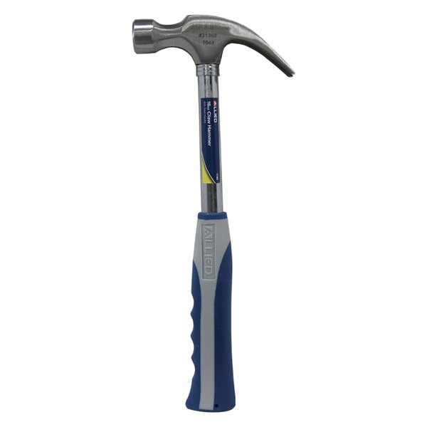 Allied Tools® - 16 oz. Steel/Rubber Handle Smooth Face Curved Claw Hammer