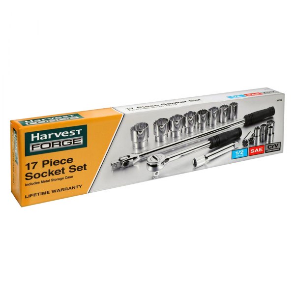 Allied Tools® - Harvest FORGE™ 1/2" Drive SAE Ratchet and Socket Set, 17 Pieces