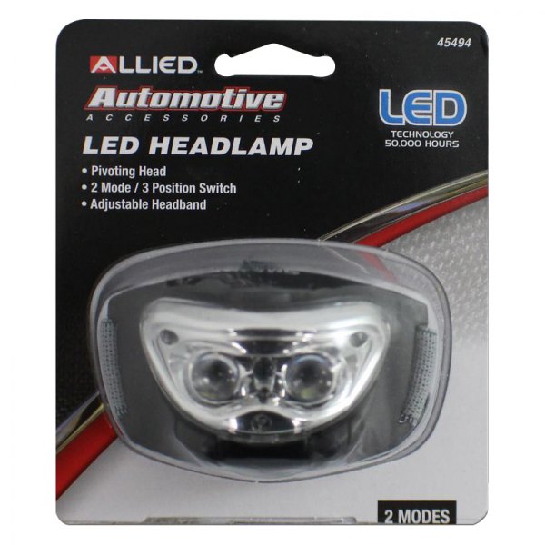Allied Tools® - Pivoting Head Black LED Headlamp with 3 Position Switch from 2 White LEDs, 1 Red LED