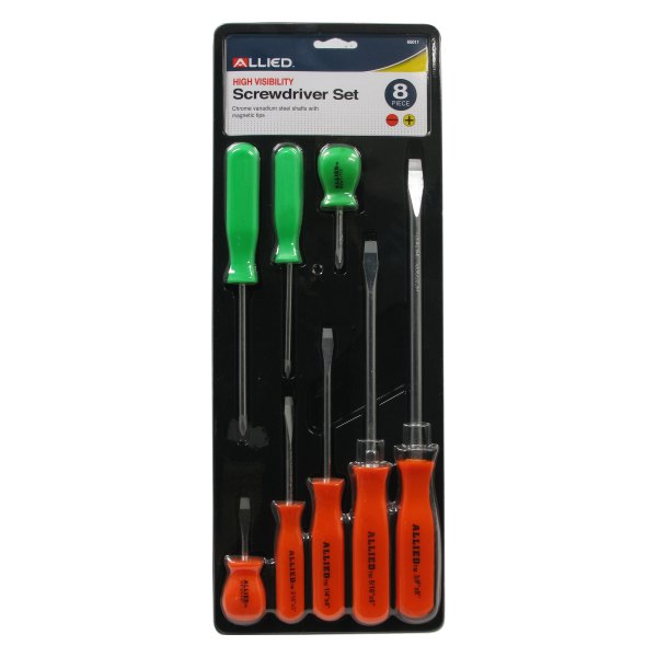 Allied Tools® - 8-piece Dipped Handle Neon Handle Phillips/Slotted Mixed Screwdriver Set