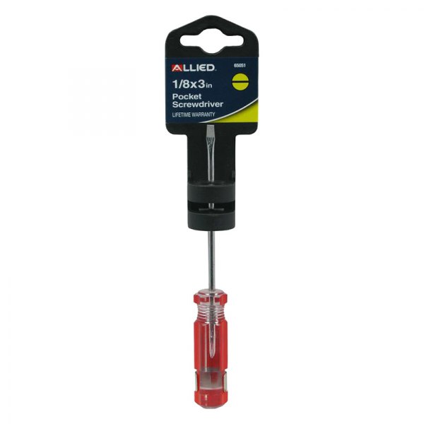 Allied Tools® - 1/8" x 3" Dipped Handle Pocket Clip Slotted Screwdriver