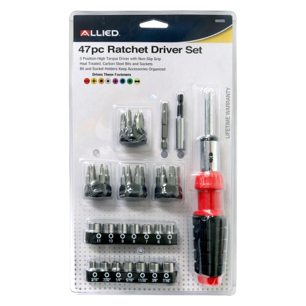 Allied Tools® - 47-piece Multi Material Handle Ratcheting Multi-Bit Screwdriver Kit