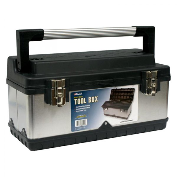 Allied Tools® - Steel Silver Portable Tool Box with Stainless Steel Sliding (20" W x 9" D x 10" H)