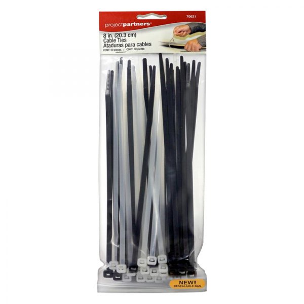 Allied Tools® - 8" Nylon Black and White Cable Ties
