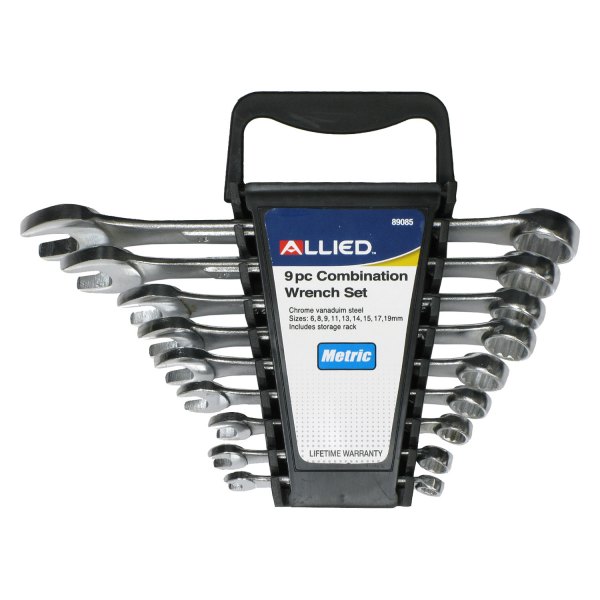 Allied Tools® - 9-piece 6 to 19 mm 12-Point Angled Head Combination Wrench Set
