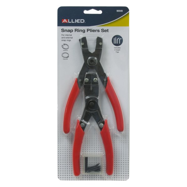 Allied Tools® - 6-piece Straight & Bent Replaceable Tips Internal/External Spring Loaded Snap Ring Pliers Kit
