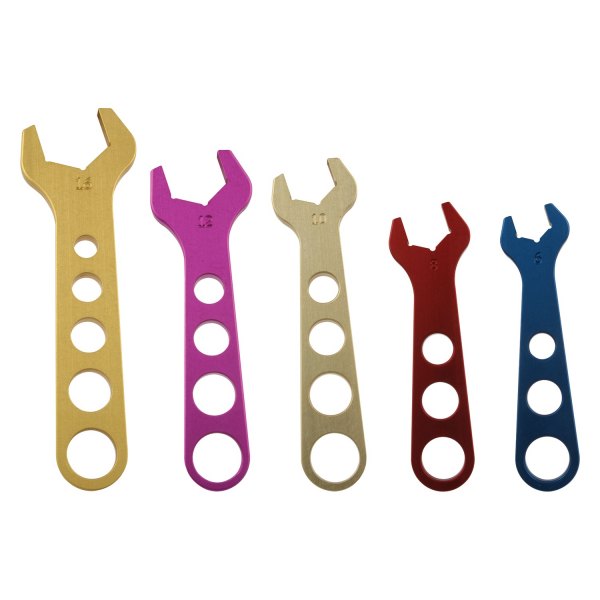 AllStar Performance® - 5-piece -6 AN to -16 AN Hex Multi Color Single Open End Wrench Set