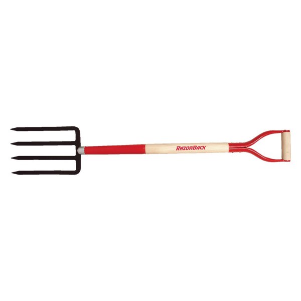 AMES® - Razor-Back™ 4-Tine Spading Fork with 30" D-Grip Wood Handle