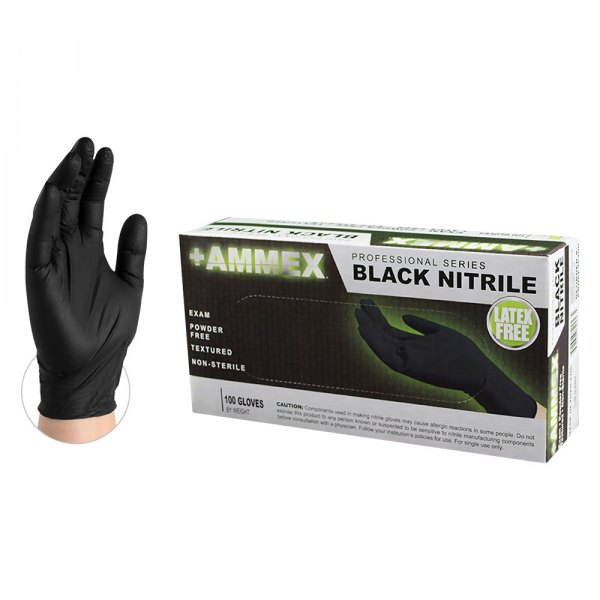 Ammex® - Small Powder-Free Black Nitrile Disposable Gloves