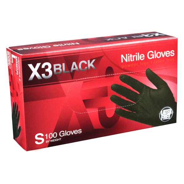 Ammex® - X3™ Small Powder-Free Black Nitrile Disposable Gloves