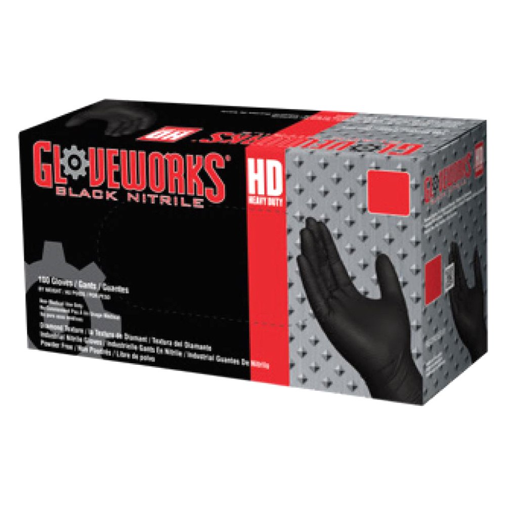 Ammex® GWBN44100 - Gloveworks HD™ Medium Powder-Free Black Nitrile  Disposable Gloves 