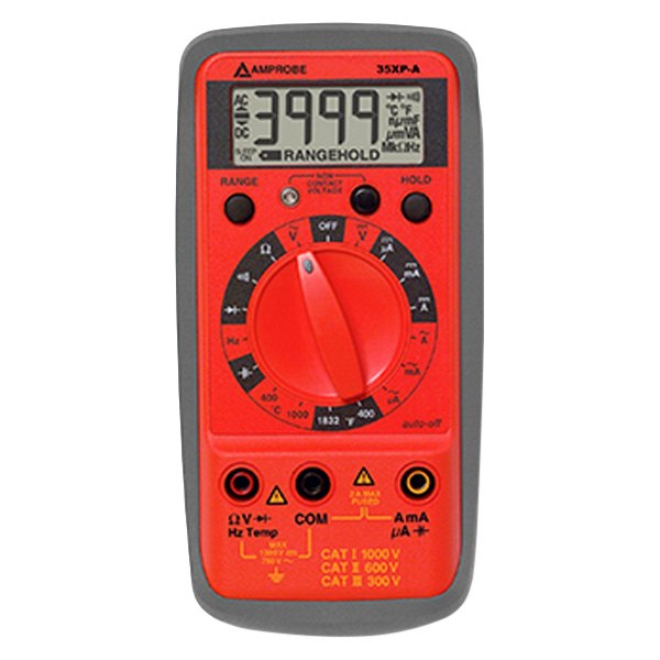 Amprobe® - VolTect™ Compact Multimeter with Termometer and VolTect Non-Contact Voltage Detection (AC/DC Voltage, AC/DC Current, Resistance, Temperature Measurement)