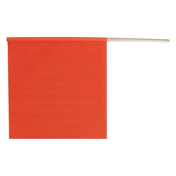 Ancra® - 18" x 18" Fluorescent Orange PVC Coated Mesh Safety Flag with Wooden Dowel Rod Handle