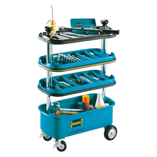 Anglo American Tools® - HAZET™ Assistent™ 26.5" x 16" x 38" Blue Plastic Original Collapsible 4-Shelf Tool Trolley
