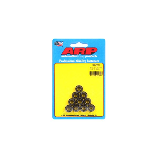 ARP® - M8-1.25 mm Chrome Plated Black Metric 12 Point Flange Nut (10 Pieces)